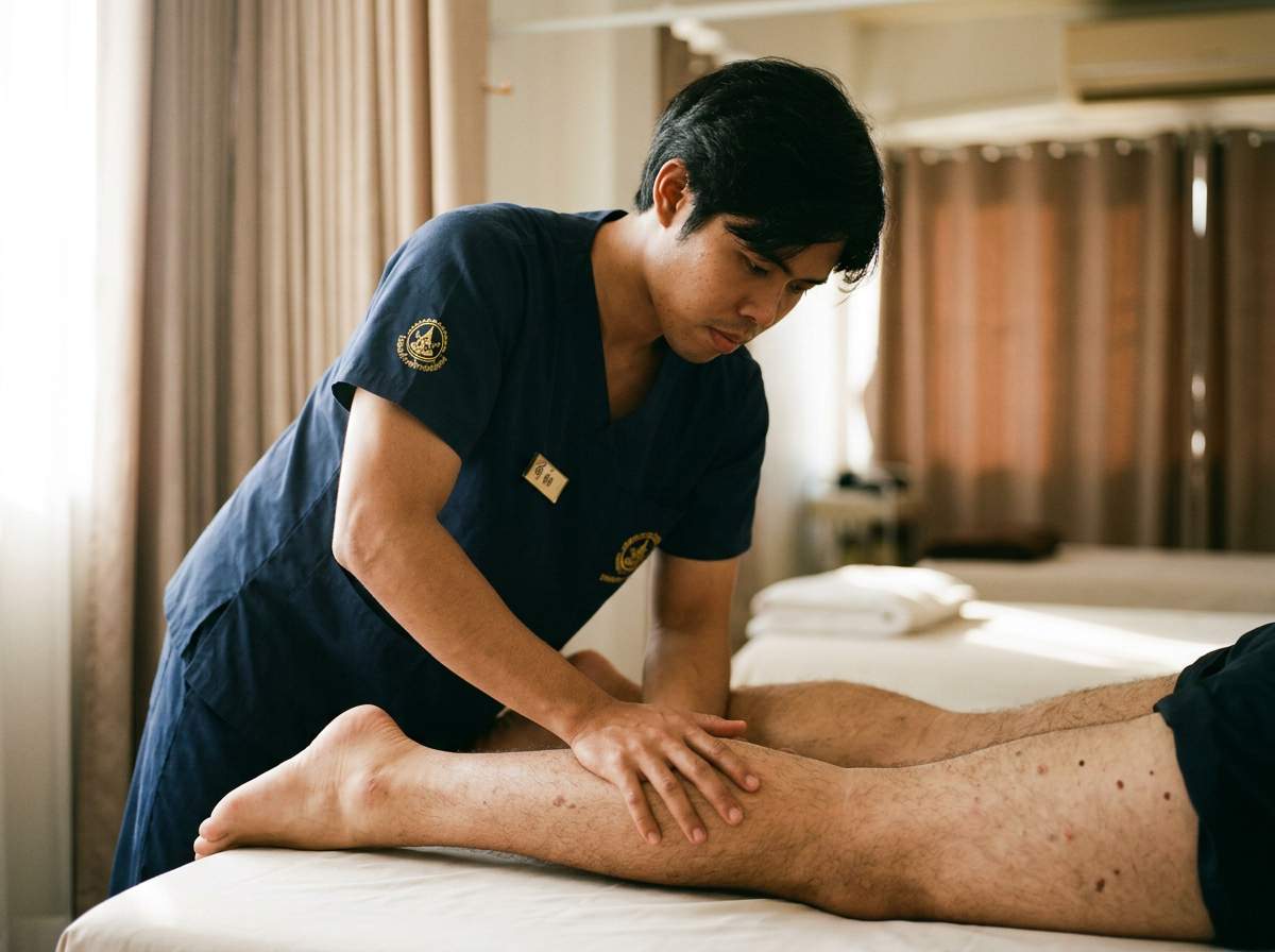 ภาพประกอบสร้างด้วย AI: หมอนวดชายนวดเน้นจุดที่น่อง ขอนแก่น